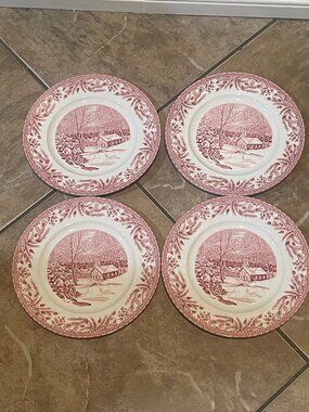 Burleigh William Sonoma Twilight Passage Winter Snow Holiday Plates Set of 4
